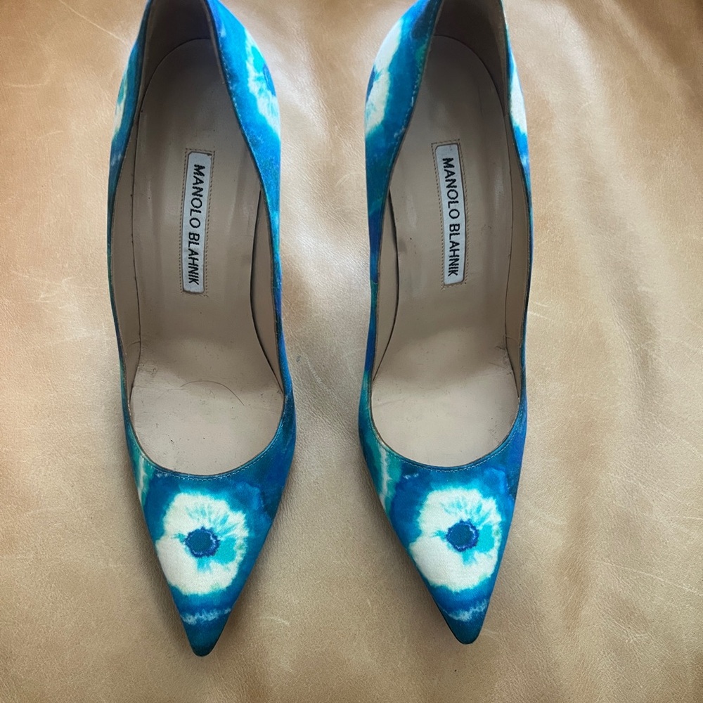 Manolo Blahnik Blue Tie-Dye Heels